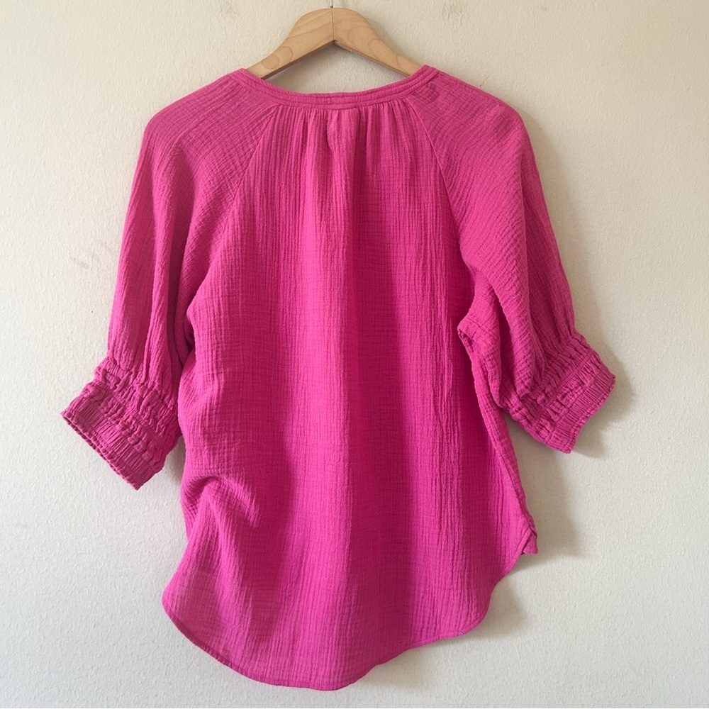 Matilda Jane Good Hart River Puff Sleeve Cotton Gauze Blouse - Picture 7 of 7